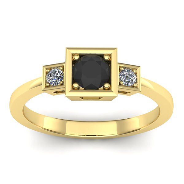 Inel cu diamant negru rotund