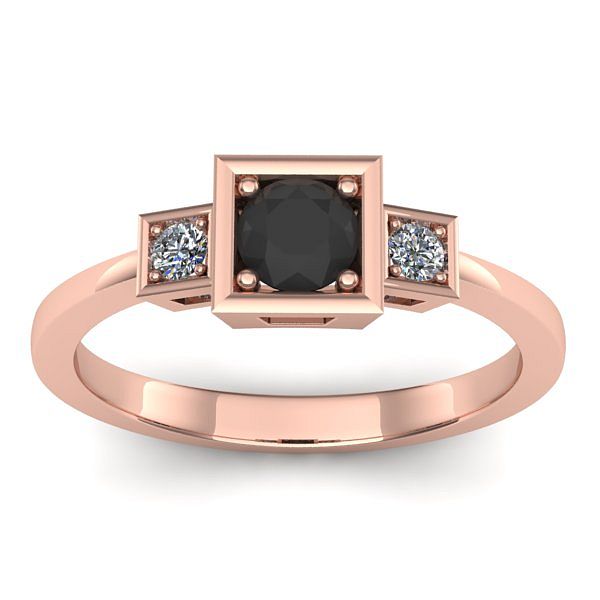 Inel logodna cu diamant negru rotund