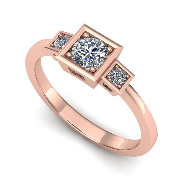 Inel de logodna din aur roz cu diamant