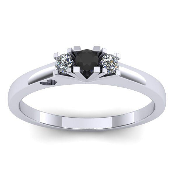 Inel cu diamant negru rotund