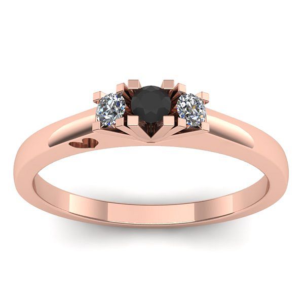 Inel cu diamant negru rotund