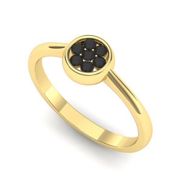 Inel de logodna din aur galben cu diamant negru