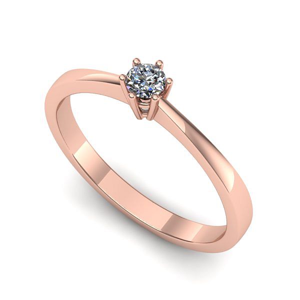 Inel din aur roz cu diamant