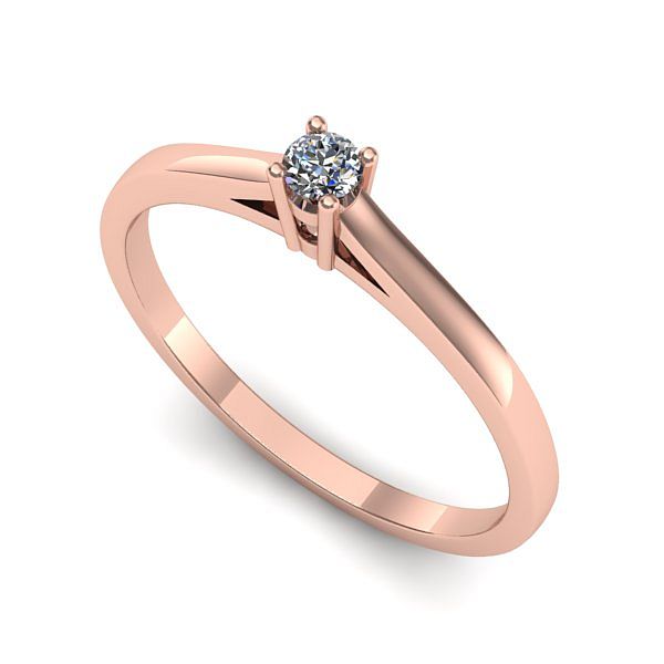 Inel de logodna din aur roz cu diamant