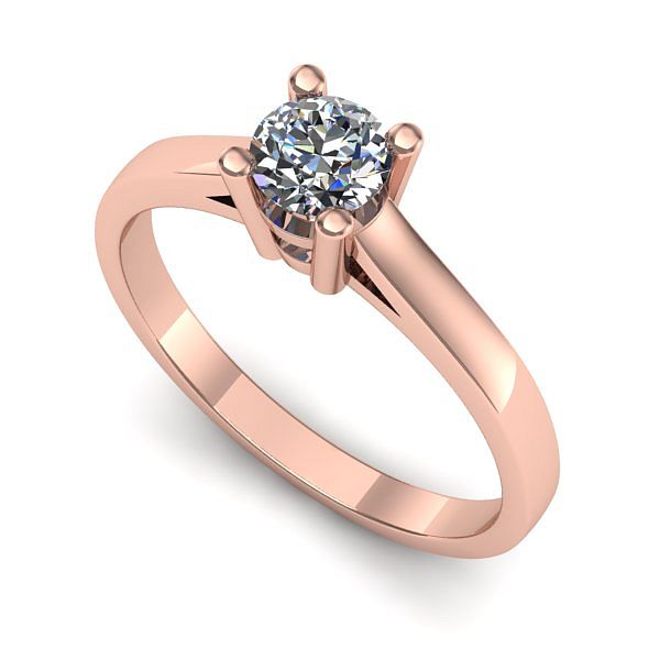 Inel logodna din aur roz cu diamant