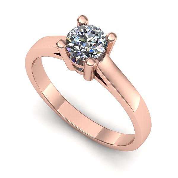 Inel de logodna din aur roz cu diamant