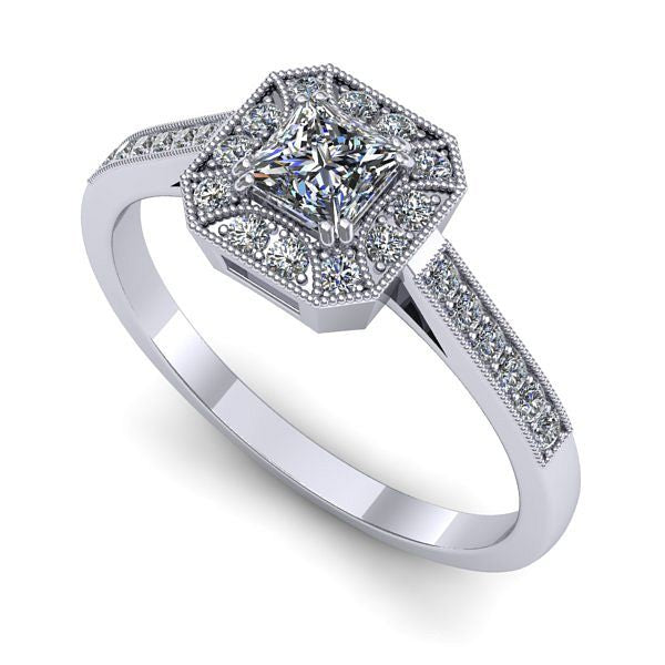 Inel de logodna din aur alb cu diamant