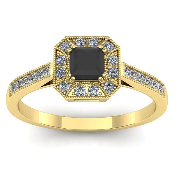 Inel logodna cu diamant negru patrat