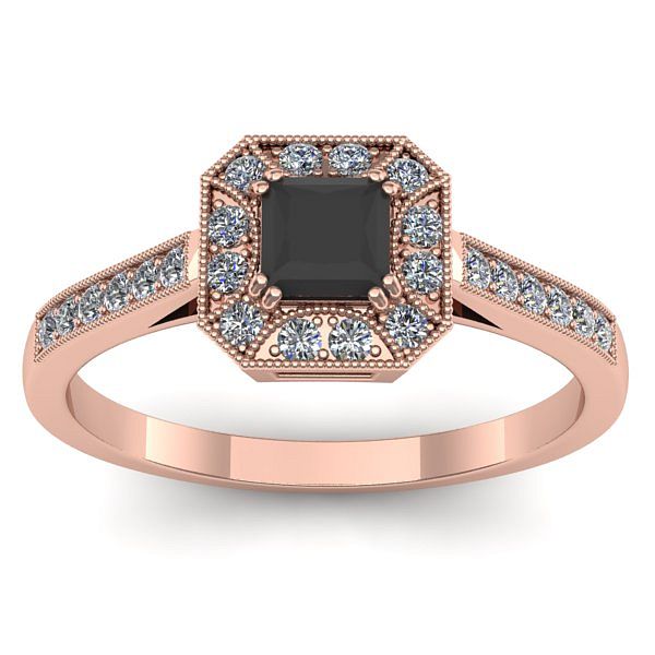 Inel logodna cu diamant negru patrat