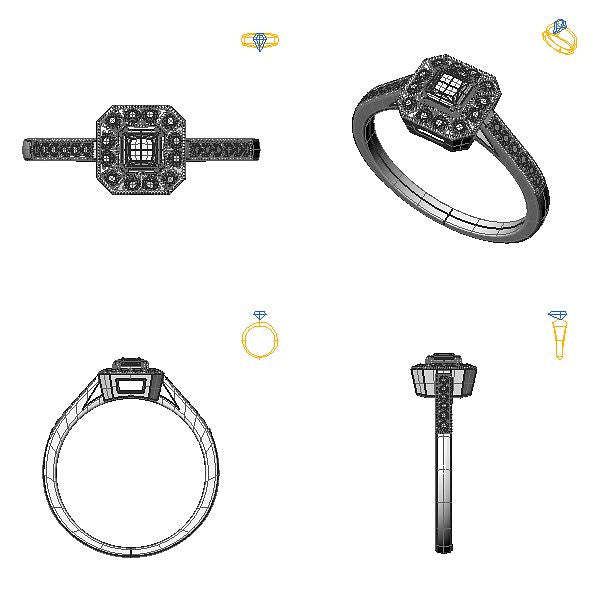 Inel de logodna halo cu diamant negru