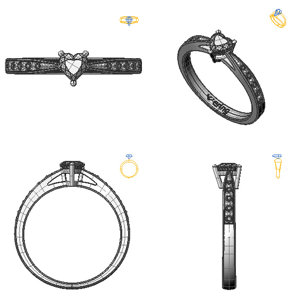 Inel logodna sidestone cu diamant negru