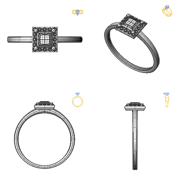 Inel de logodna halo cu diamant