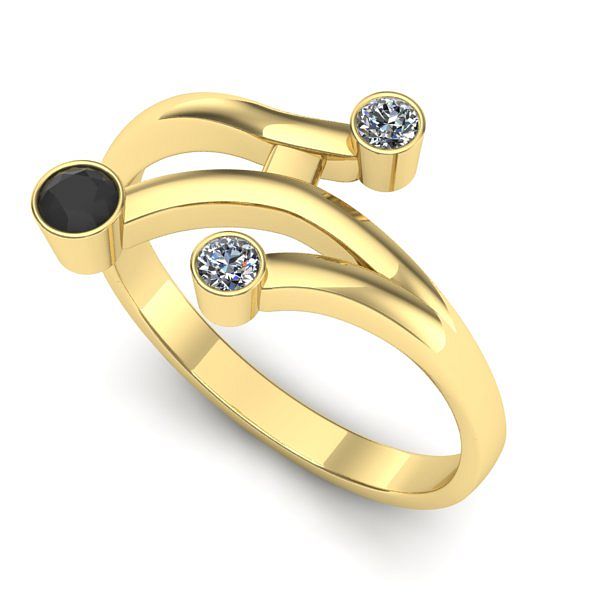 Inel de logodna din aur galben cu diamant negru