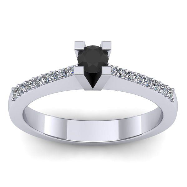 Inel cu diamant negru rotund