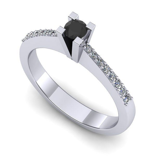 Inel din aur alb cu diamant negru