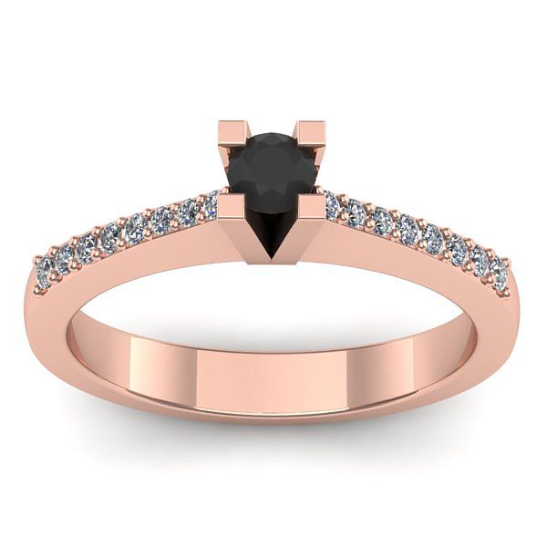 Inel cu diamant negru rotund