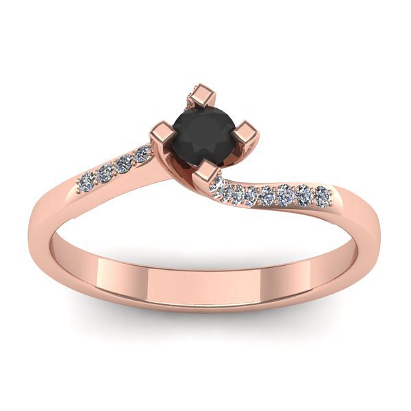 Inel de logodna cu diamant negru rotund