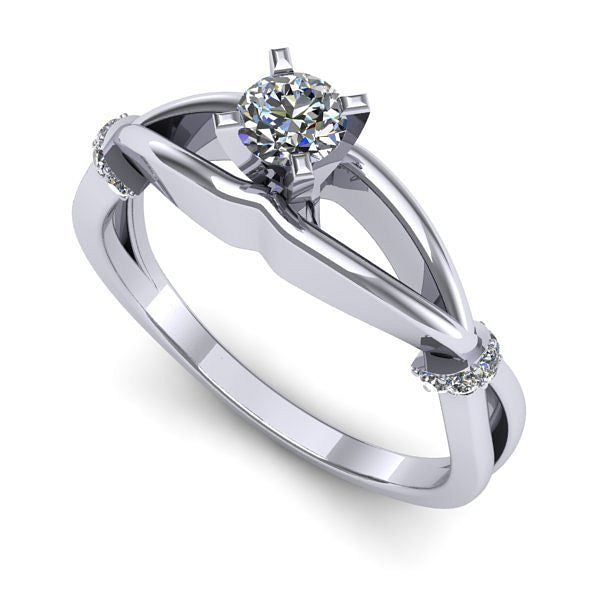 Inel de logodna din aur alb cu diamant