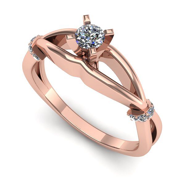 Inel logodna din aur roz cu diamant