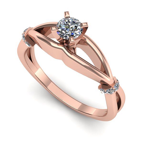 Inel logodna din aur roz cu diamant