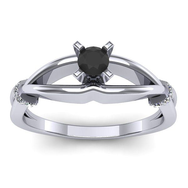 Inel logodna cu diamant negru rotund
