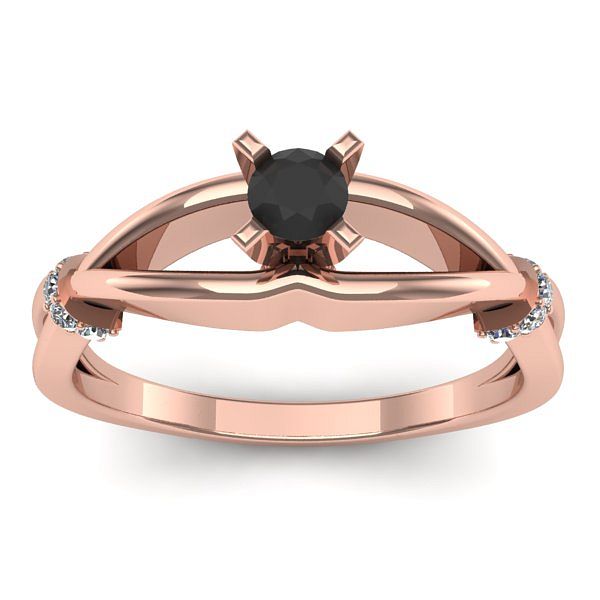 Inel cu diamant negru rotund