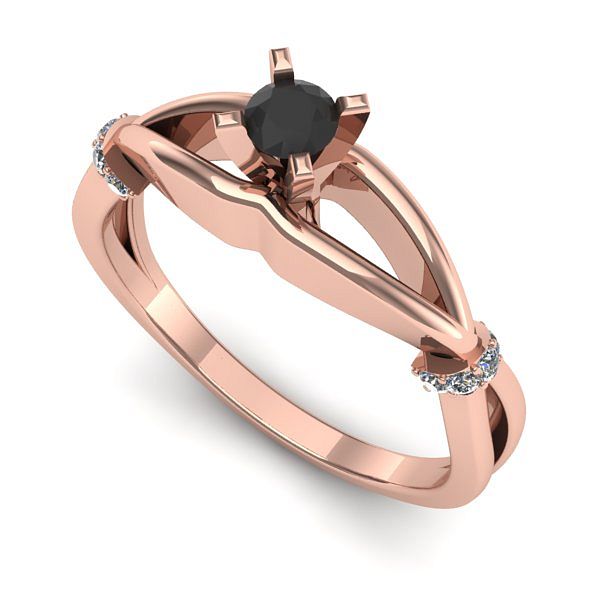 Inel logodna din aur roz cu diamant negru