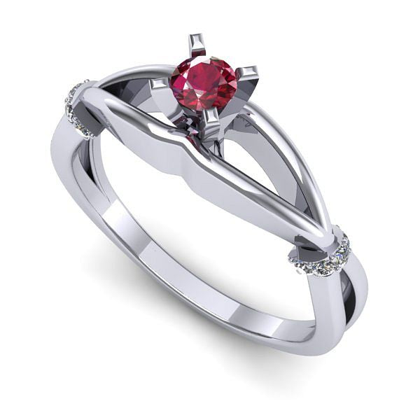 Inel din aur alb cu rubin