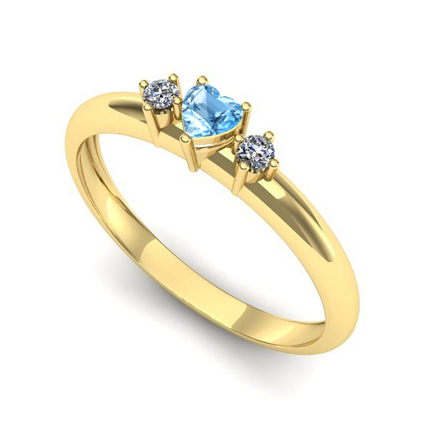 Inel logodna din aur galben cu topaz blue