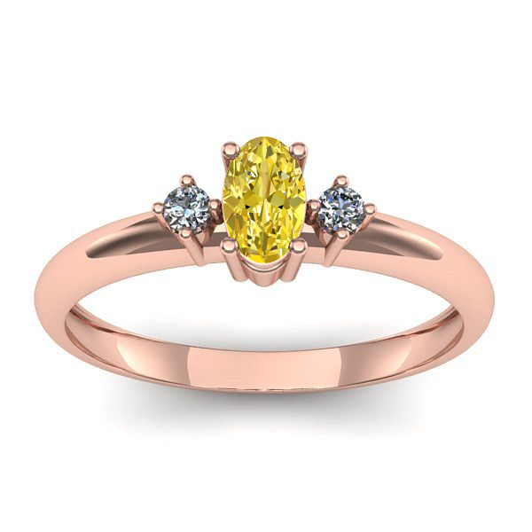 Inel cu safir galben oval