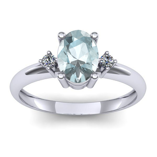 Inel cu aquamarin oval