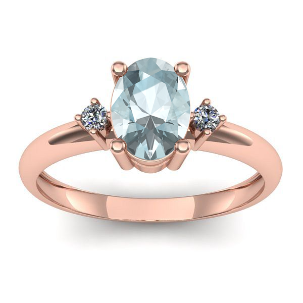 Inel de logodna cu aquamarin oval