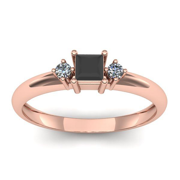 Inel de logodna cu diamant negru patrat
