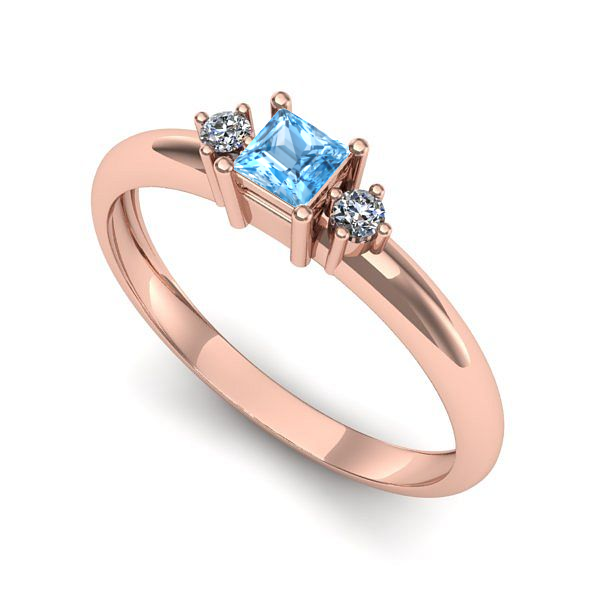 Inel logodna din aur roz cu topaz blue