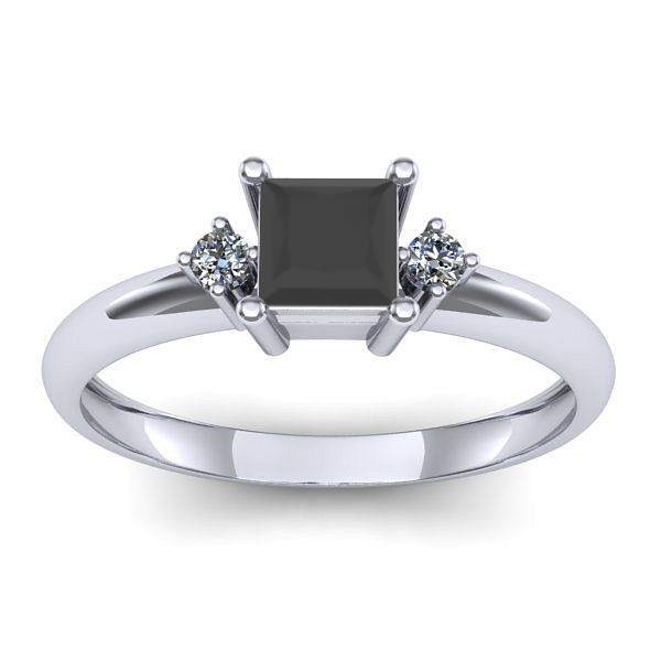 Inel cu diamant negru patrat