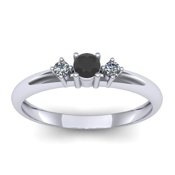 Inel logodna cu diamant negru rotund
