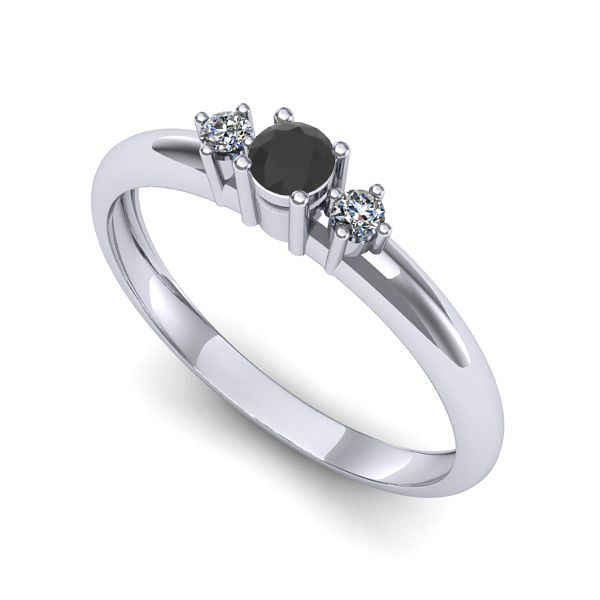 Inel din aur alb cu diamant negru