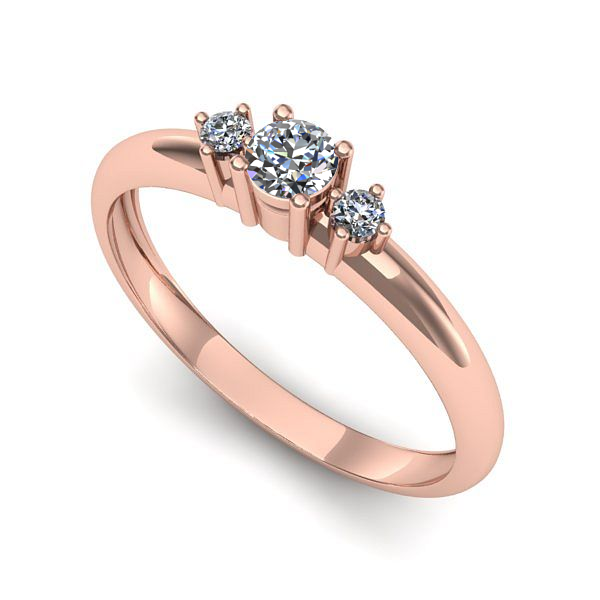 Inel logodna din aur roz cu diamant