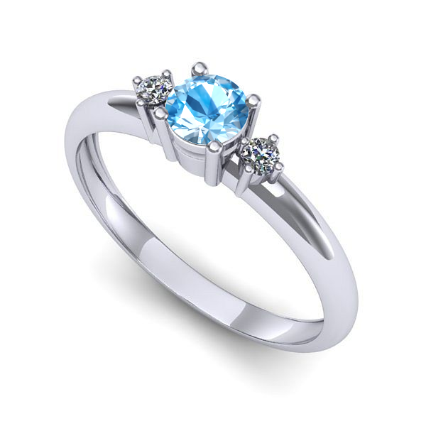 Inel logodna din aur alb cu topaz blue
