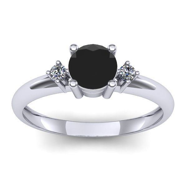 Inel de logodna cu diamant negru rotund