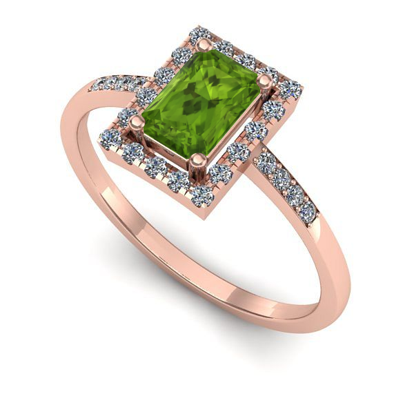 Inel logodna din aur roz cu peridot