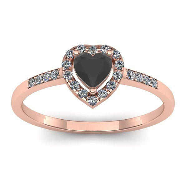 Inel logodna cu diamant negru inima