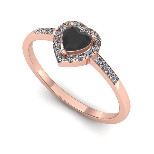 Inel logodna din aur roz cu diamant negru