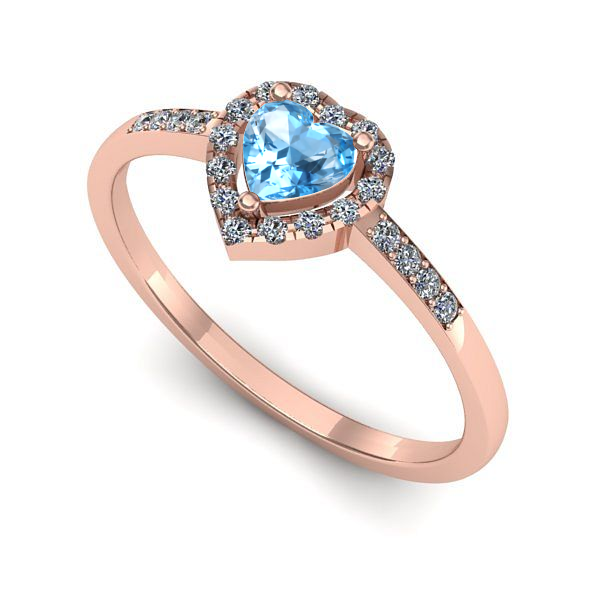 Inel logodna din aur roz cu topaz blue