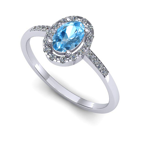 Inel din aur alb cu topaz blue