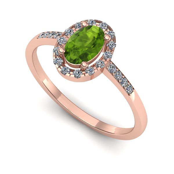 Inel de logodna din aur roz cu peridot