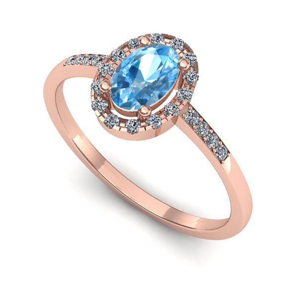 Inel din aur roz cu topaz blue