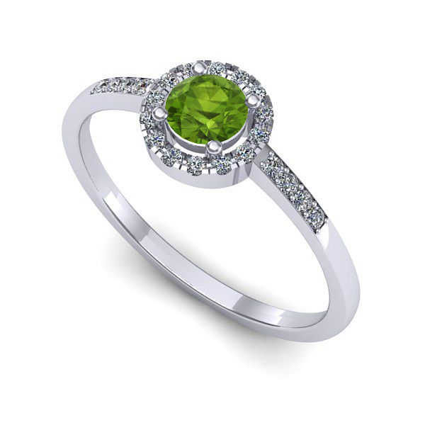 Inel de logodna din aur alb cu peridot