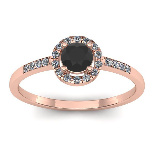 Inel logodna cu diamant negru rotund