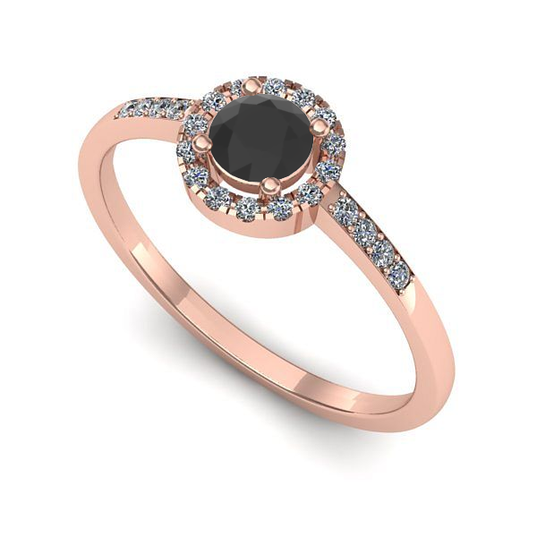 Inel de logodna din aur roz cu diamant negru